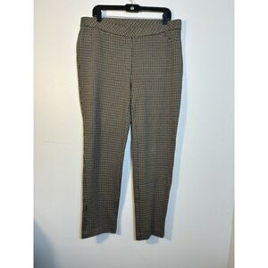J Jill Ponte Slim Leg Pull On Pants Women's Sz XL Brown Plaid Slimming Comfort